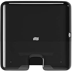 Porta Rollo Papel Para Manos Toalla Tork 552108 Dispensador de toallas de mano entreplegadas, despachador de papel secamanos de Tork compatible con el sistema H2, 29.5 x 30.2 x 10.1, negro