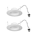 SYLVANIA 5”/6” LED Recessed Lighting Downlight with Trim, 10W=65W, Dimmable, 700 Lumens, Soft White, 2700K, Wet Rated / UL / Energy Star – (Pack of 2) (62028)