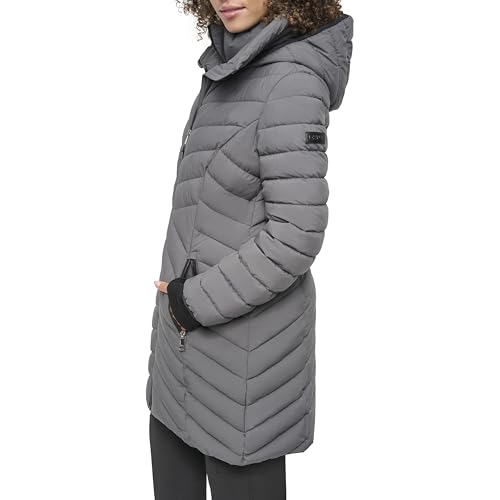 DKNY Women's Bib-Front Light-Weight Puffer3