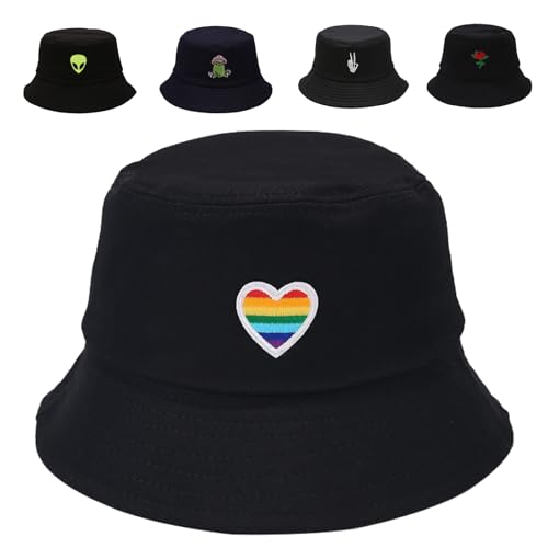 Image of Cotton Bucket Hat for Women Men Summer Travel Sun Beach Bucket Cap, Unisex Outdoor Fisherman Hat