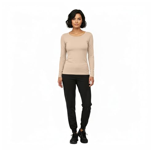 Image of Natural Uniforms Women's Long Sleeve Underscrub T-Shirt - Cotton Blend Scrub Base Layer for Nurses & Medical Professionals