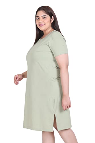 Image of In Love Women Cotton Buttoned Plus Size Short Slip Nighty Chemise