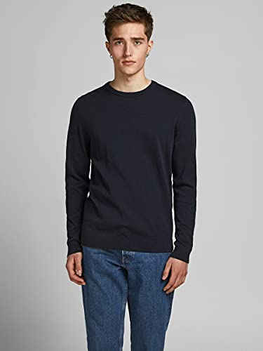 JACK & JONES Homme Col Rond Jjebasic Knit Crew Neck Noos Pull, Manche Longue,Bleu (Navy Blazer), L EU - Image 4