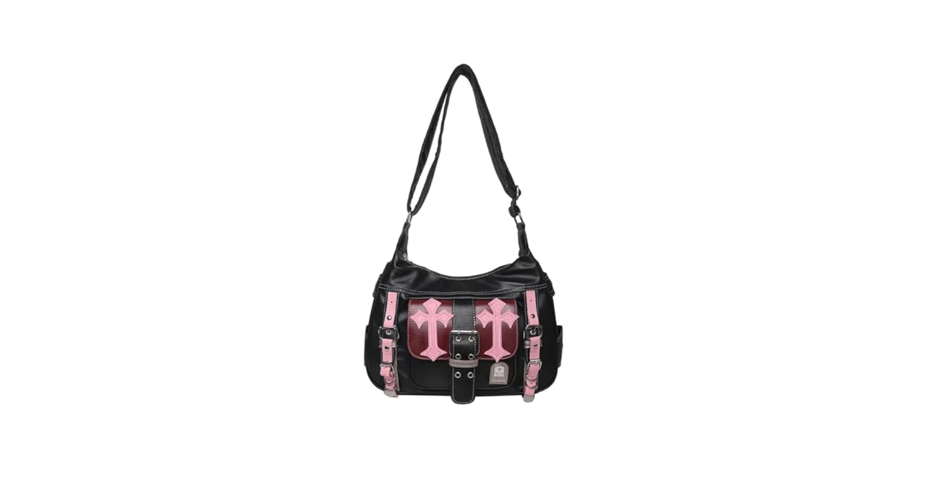 Vintage Messenger Bag Y2k Cross Decor Bag Gothic Emo Leather