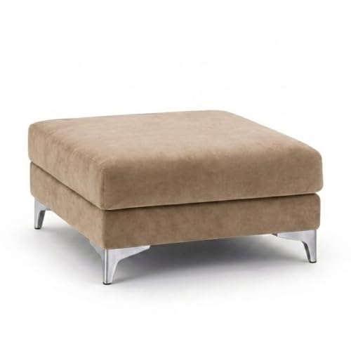 Image of Romeo Rich 4 Seater L Shape Sofa Set with Movable Ottomans | Flexible Layout | Velvet Suede Fabric | Golden Aesthetic Legs | Modern Sofa for Living Room (Beige)