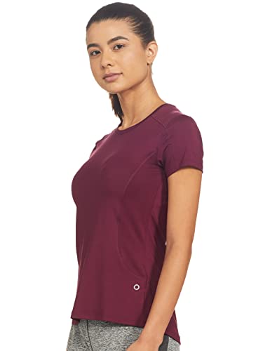 Image of Marks & Spencer Goodmove Womens Solid Polyester Blend Scoop Neck Regular Fit Short Sleeve Top