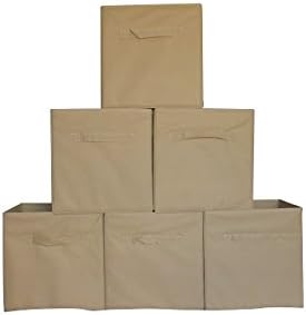 Beige Soft Sided Storage Boxes – 6 Pack Made of Durable Fabric to Last a Lifetime Great for Home Office or Apartment. These work well in Kitchens, Living Rooms, Laundry and Dorm Rooms