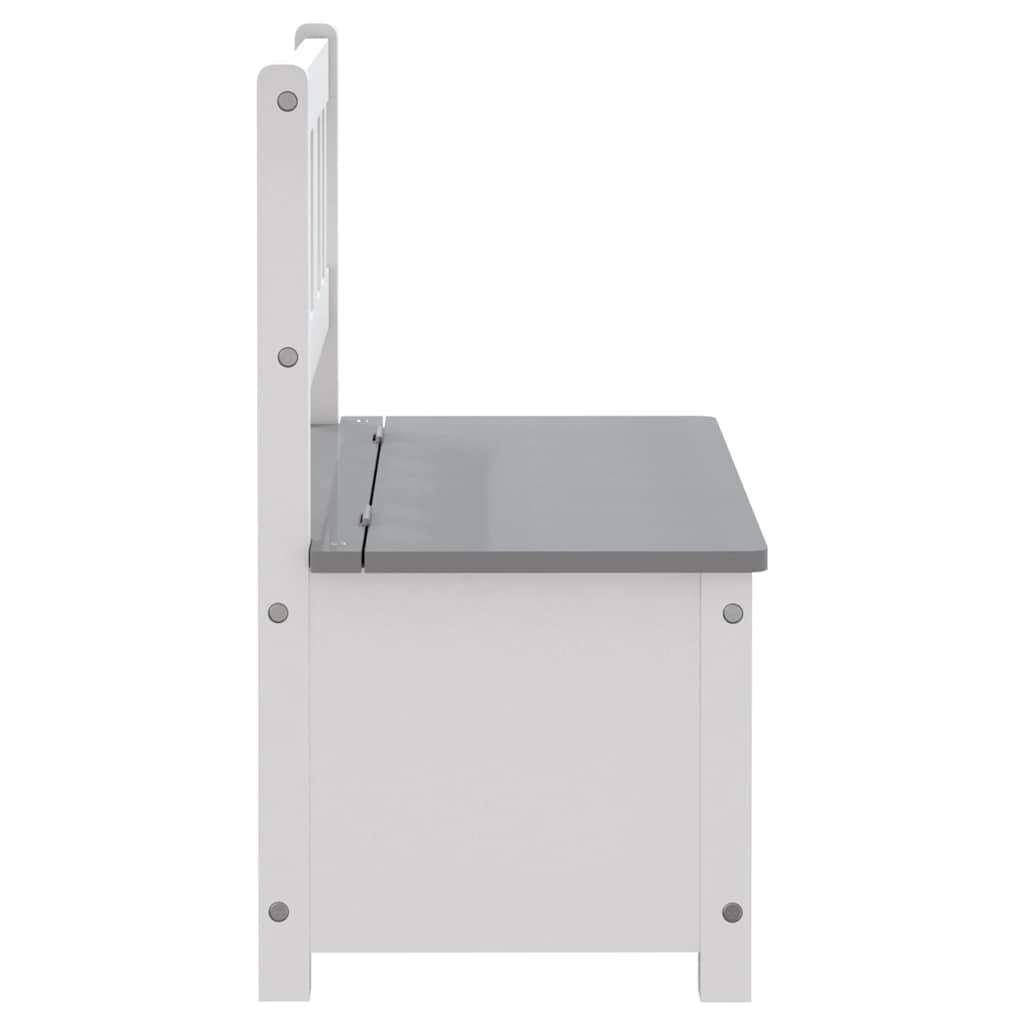 Kinderbank mit Stauraum Weiß Grau aus MDF 60x30x55 cm Sitzbank mit Truhe für Kinderzimmer Babyzimmer Aufbewahrung Spielzeug Ordnung