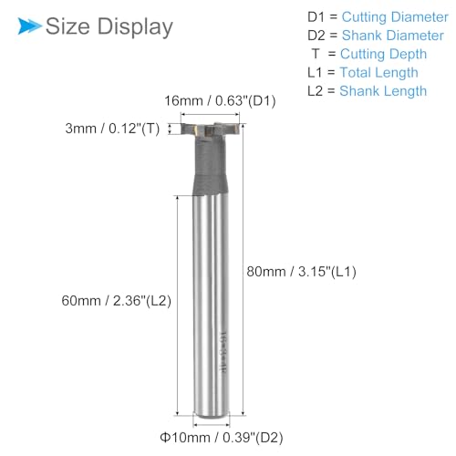 Image of T-Slot Milling Cutters, 4 Flute, 0.6 inch Cutting Dia, 0.12 inch Depth, Tungsten Carbide Tip