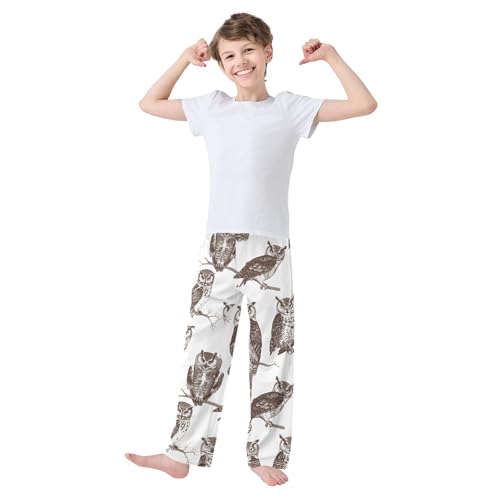 Owl on The Tree Boys Long Pants Soft Trousers Elastic Waist Kids Lounge Bottoms with Pockets S-XL3