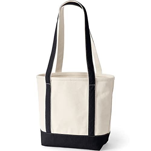 Image of Lands' End Open Canvas Tote Medium Long Handle Natural /black