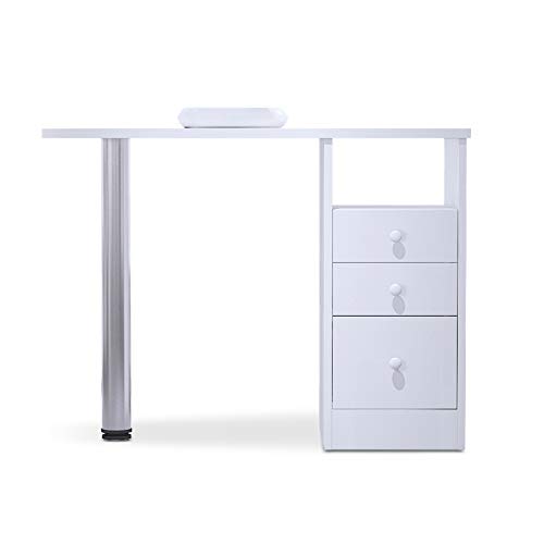 Paddie Manicure Table Salon Nail Table, Acetone Resistant Salon Furniture Equipment W/Single Cabinet, Drawers, Controllable Wheels & Client Wrist Pad #TOP5