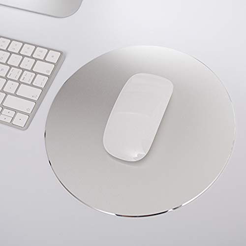 Dskkws Metal Aluminum Mouse Pad, Office Thin Hard Mouse Mat Leather Surface Double Side Precision Silver And Black Mouse Pads For Fast And Accurate Control(Round) #TOP6