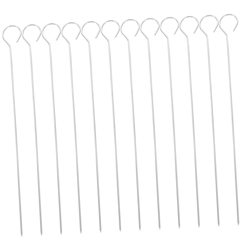 CLISPEED 25 piezas Brochetas de Acero Inoxidable para Barbacoa Pinchos Gruesos Resistentes al Calor Reutilizables para Asar Pollo Carne y Verduras Parrilla