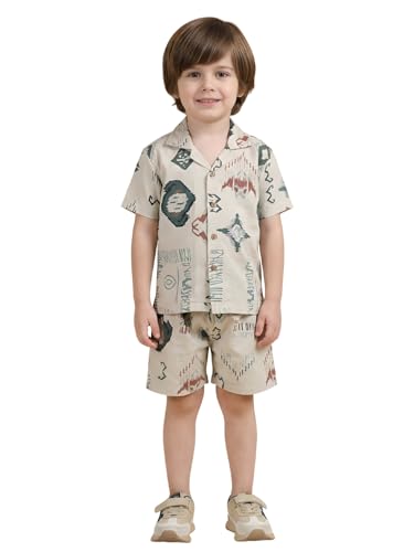 Image of POLKA TOTS 100% Cotton Half Sleeve Shirt and Shorts Combo for Boys | Co-Ord Set for Kids | Summer Wear Dress for Toddlers | Breathable & Skin-Friendly Boys Clothes | Trendy Summer Outfit & Beach Wear
