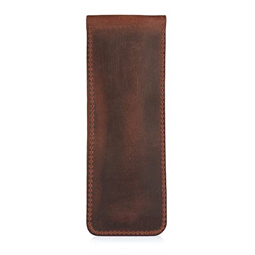 Image of Otto Angelino Londo Genuine Leather Pen and Pencil Case with Tuck in Flap (Mink) (Pack of 3)