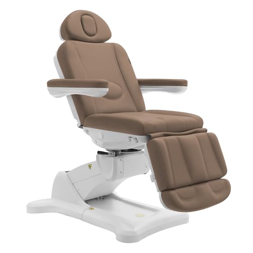 Image of SKINACT Malibu Electric Medical Spa Facial Treatment Chair /Table with 240 Swivel Base, Adjustable Backrest, Leg Rest and Wired Hand Remote Control (Sand)