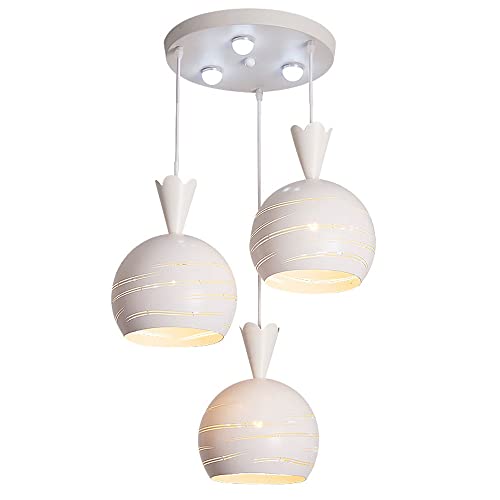 FanXus Luminaire suspendu industriel à 3 lumières blanc mat abat-jour creux luminaires suspendus îlot de cuisine lustre suspendu réglable luminaires Made in China