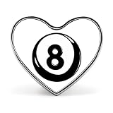 Broche de solapa con forma de corazón para taco de billar de 8 bolas, ideal para ropa y accesorios de joyería para hombres y mujeres.