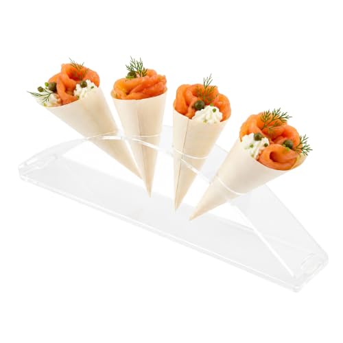 Restaurantware 12-inch Half Circle Food Cone and Sushi Hand Roll Display Stand: Perfect for Restaurants Catered Events and Buffets - Holds 4 Cones - Made from Organic Bamboo - 1ct Box