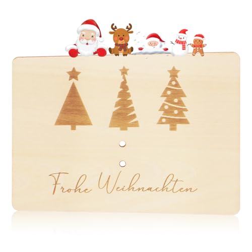 QIZHIQIAMY Biglietti di Natale in Legno, Biglietti Porta Soldi Natalizio, Biglietto di Auguri di Buon Natale, Fantasie Natalizie Regalo in Contanti, Biglietto Natalizio per Familiari e Amici (C)