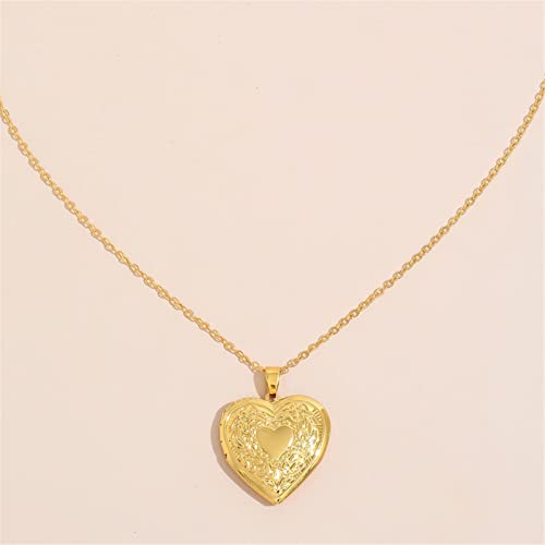 Star Gold Necklace Lockets For Little Girls Daughter Heart Necklace Jewelers Solid Yellow Gold 12Mm Roses Heart Locket Pendant- For Photos, Girls Locket Necklaces Ages 5-7 (As Show, One Size) #TOP5