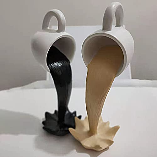 Floating Coffee Cups Pouring Splash Coffee Mug, Coffee Bar Accessories Pouring Spilling Splash Coffee Cup Mug Sculpture Novelty Funny Coffee Cup Sculpture Art Decoration For Coffee Lover (Multicolor) #TOP1