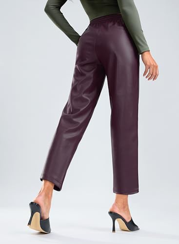 image for SANTINY Women's Faux Leather Pants High Waisted Straight Leg Cropped A