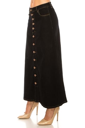 Women's Plus/Juniors Size High Rise A Line Long Jeans Maxi Flared Denim Skirt2