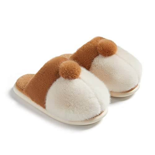 posee Fluffy Corgi Butt Slippers for Women Animal Lovers Comfy Cute Fuzzy Warm House Shoes Gift