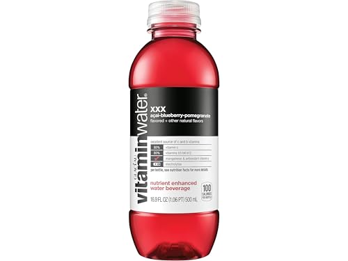 Image of vitaminwater zero xxx, electrolyte enhanced water w / vitamins, acai-blueberry-pomegranate drinks, 16.9 Fl Oz (Pack of 24)