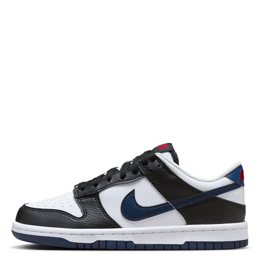 Nike Dunk Low Big Kids' Shoes (HJ9202-001, Black/White/University Red/Midnight Navy) Size 6.5