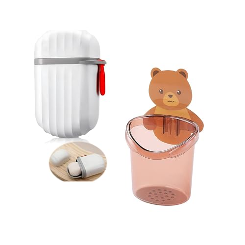 Image of Plastic Wall Mounted Soap Dish Holder with Drainage Slots | Multi-Use Organizer for Toothbrush, Stationery, Cutlery | Self-Adhesive | (White Soap Holder with Grey /Pink Toothbrush Holder)