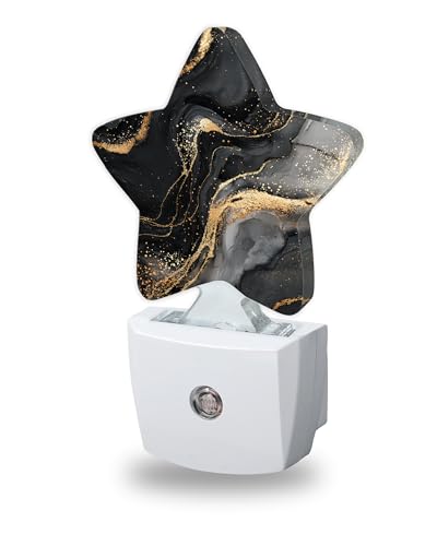 Image of Black Gold Marble Night Lights Plug Into Wall Decorative,Abstract Marble Nightlight with Dusk Sensor for Bathroom,Kitchen,Entryway,Room Accent,Gifts