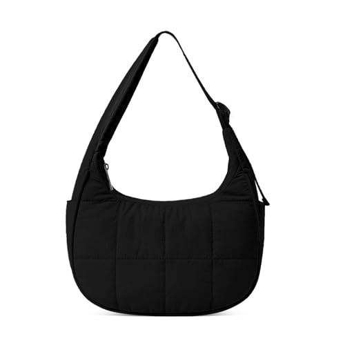 Quilted Small Bag,Adjustable Shoulder Strap Puffer Quilted Crescent Crossbody Bags Lightweight Hobo Purse