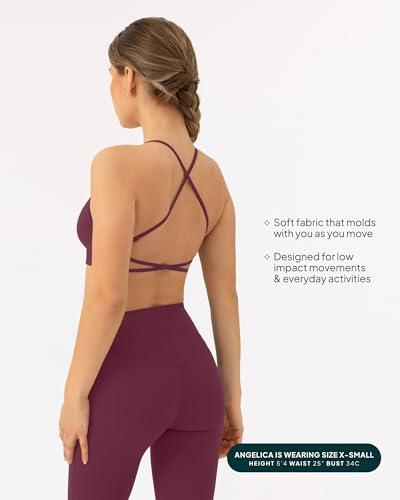 Image of PAVOI ACTIVE Open Back Strappy Yoga Workout Bras for Women - Low Support Criss-Cross Sports Gym Bra Removable Pads - FlexFlow