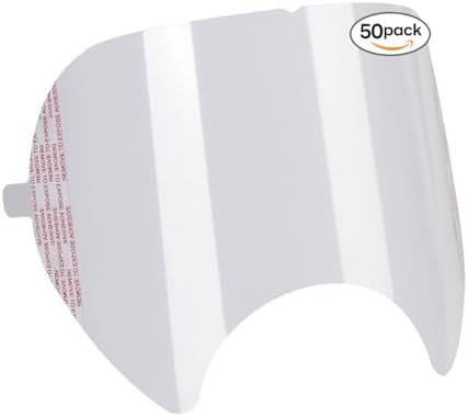Vukehon 50 Pack Full Face Respirator Mask Peel Off Lens Cover for 6800,6900,6885, 6000, 6700 Series Compatible Faceshield Clear Protective Film(Pack of 50)