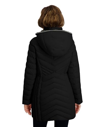 Image of Nautica Women's Stretch Puffer Jacket- Wind & Water-resistant Winter Coat Faux Fur Lined Hood