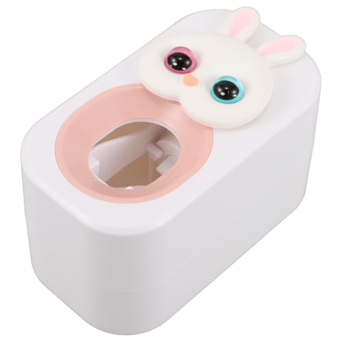 WEKADRIN Dispenser per Dentifricio Parete Spremi-dentifricio Forma di Coniglietto Porta-spazzolino da Bagno Comodo Dispenser di Dentifricio