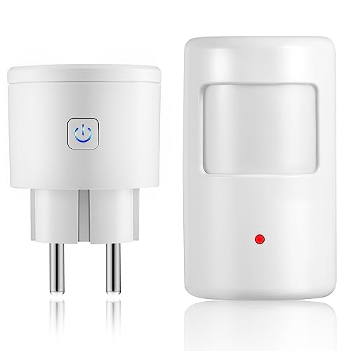 LEUTED Bewegungsmelder Steckdose, Durchgangsmelder mit Wireless Bewegungssensor f&uuml;r Alarmanlage, PIR Infrarot Bewegung aktivierter Schalter Kontroll der Lampe, Abluft, Klimaanlage, Dunstabzugshaube