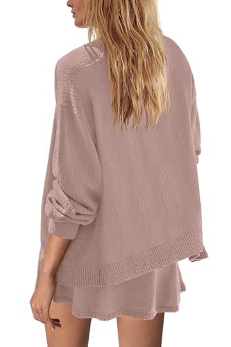Image of Panadila Womens Sweater Skirt Set 2 Piece Outfits Sweater Skort Set Lounge Cardigan and Knit Skirt Matching Outfits