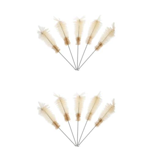 HOMOCONO 2sets Universal Bottle Brush Set Triangle Flask Brush Bottle Cleaner Boiling Flask Extra Long Nylon Laboratory 5pcs*2