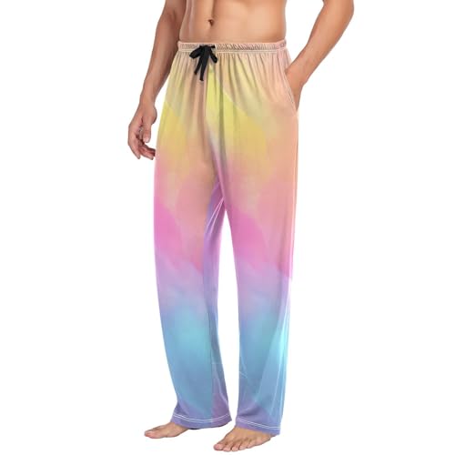 Men's Pajama Pants,Vibrant Rainbow Marble Lounge Lightweight Sleep Bottoms Pants with Pockets Size S-XXL4