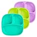 Re-Play Made In USA 3pk Divided Plates with Deep Sides for Easy Baby, Toddler, Child Feeding - Aqua, Green & Purple (Mermaid)
