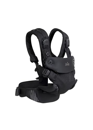 Joie Savvy Air 4 in 1 Mesh Babytrage - Atmungsaktive, ergonomische Babytrage mit 4 Tragepositionen, kühlendem Netzgewebe, gepolsterten Trägern und Lendenwirbelstütze (Kohle)
