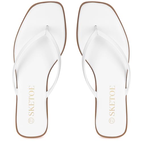 Image of Flip Flops Sandals for Women Square Toe Lightweight Thong Slides