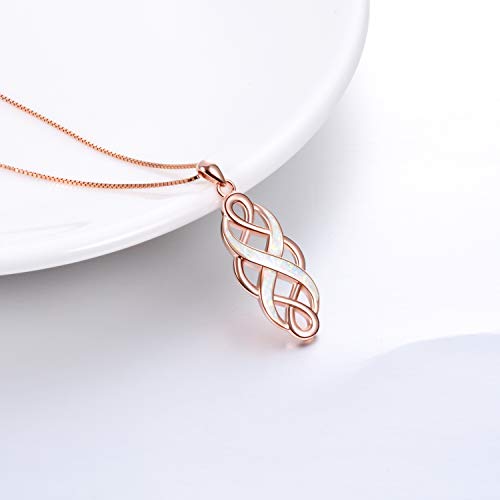 YFN Irish Celtic Knot Created Opal Pendant Necklace Sterling Silver Black Necklaces for Women Men 18"4