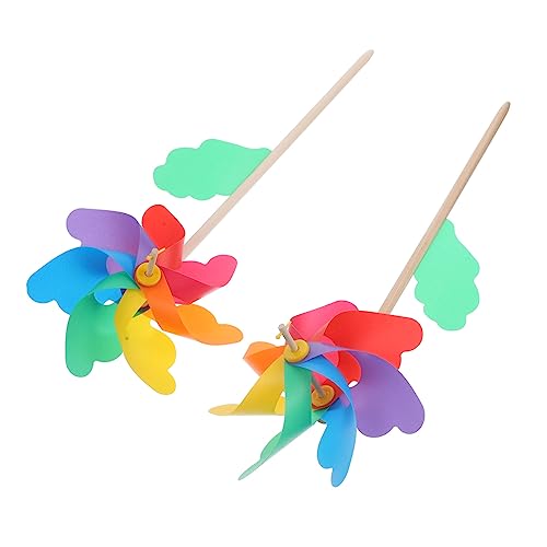 Milisten 2pezzi Mulino Vento Esagonale Colorato per Ragazzo Ragazza Ragazza Decorazione da Giardino in Materiale Resistente Giocattolo all Aperto per Divertimento e Usi Multipli