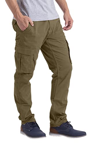 westAce Pantalon de travail cargo pour homme Coupe classique Poche utilitaire Décontractée Coton, kaki, 34 W/32 L Cover