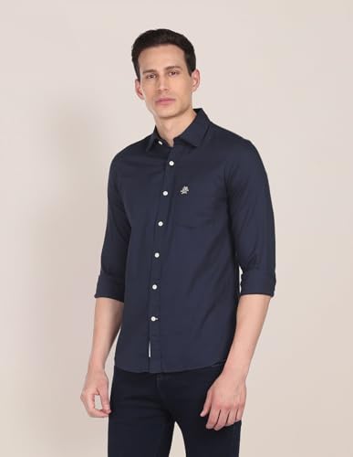 Image of U.S. Polo ASSN. Men's Solid Spread Collar Premium Cotton Dobby Tailored Fit Shirt